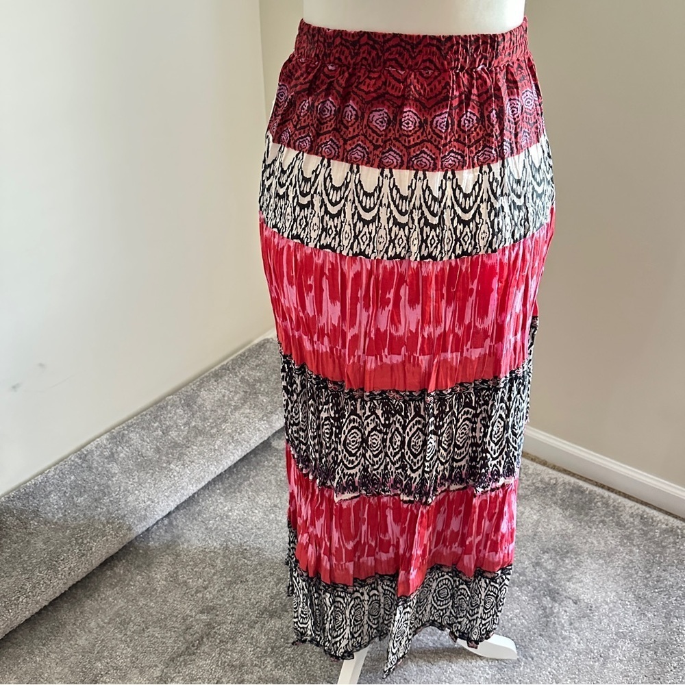 👉 Kim Rogers® Crinkle Tiered Maxi Skirt – Size L - Picture 2 of 7